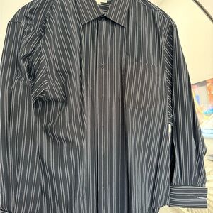 Pronto Uomo Black Pinstripe Dress Shirt